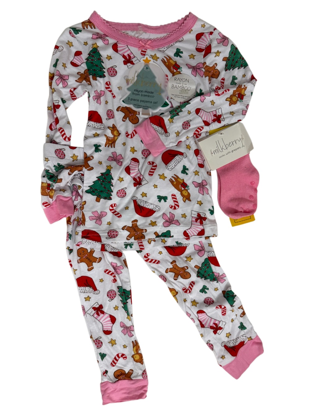 Milkberry Girls Bamboo Holiday Gingerbread Pajama Set